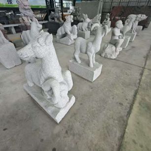 三门峡芝麻白雕刻 十二生肖 异形雕刻