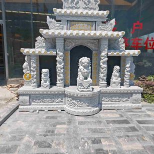 三门峡芝麻白中国黑石材套墓 花岗岩墓碑